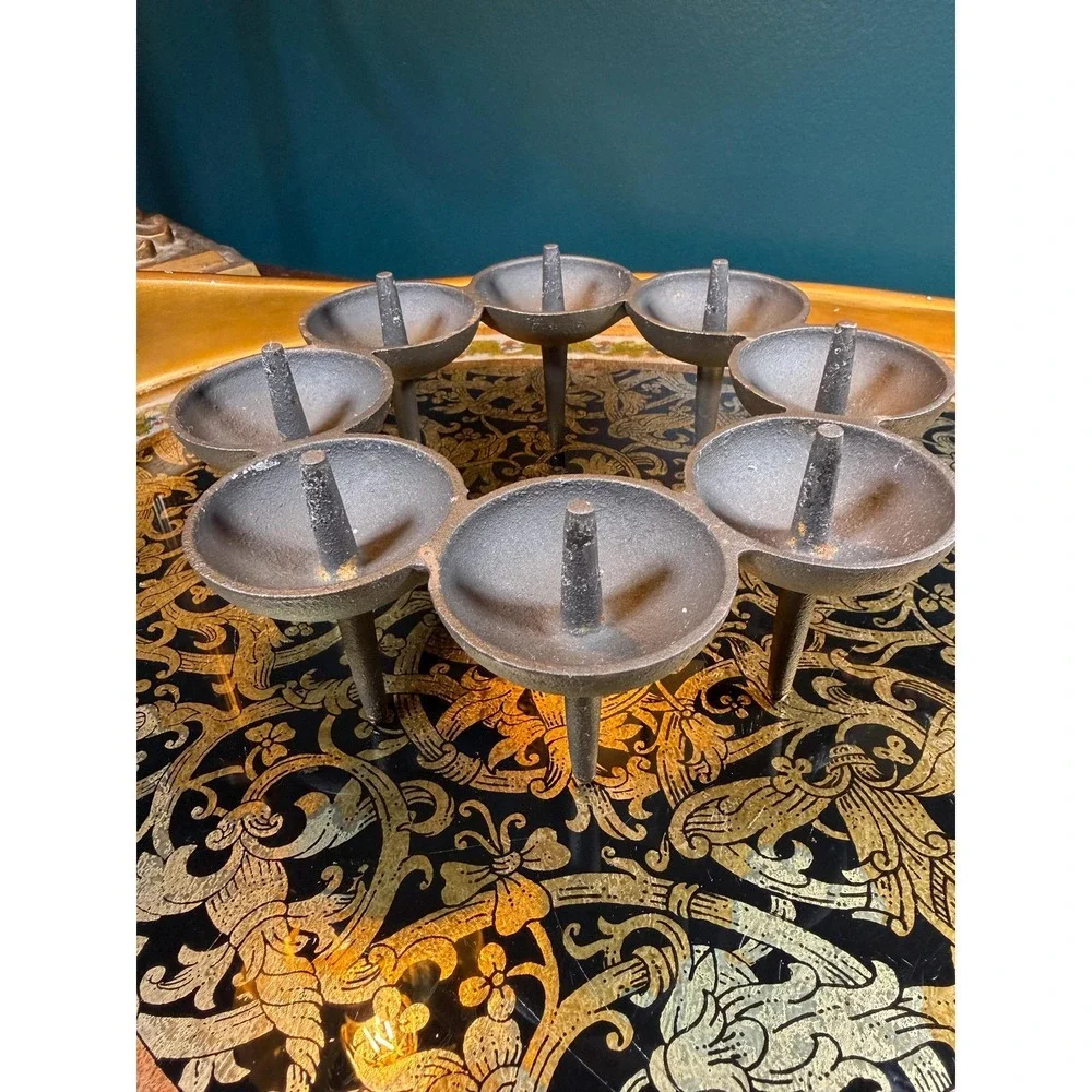 Dansk Designs Denmark Cast‎ Iron Candle Ring by Jens Quistgaard, 8-Light Holder